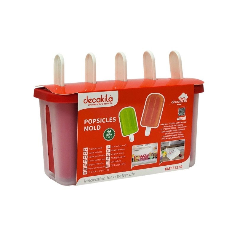 MOLDE DE PLASTICO PARA PALETAS DE ALTA CALIDAD 5 ESPACIOS DECAKILA 5.5X15CM