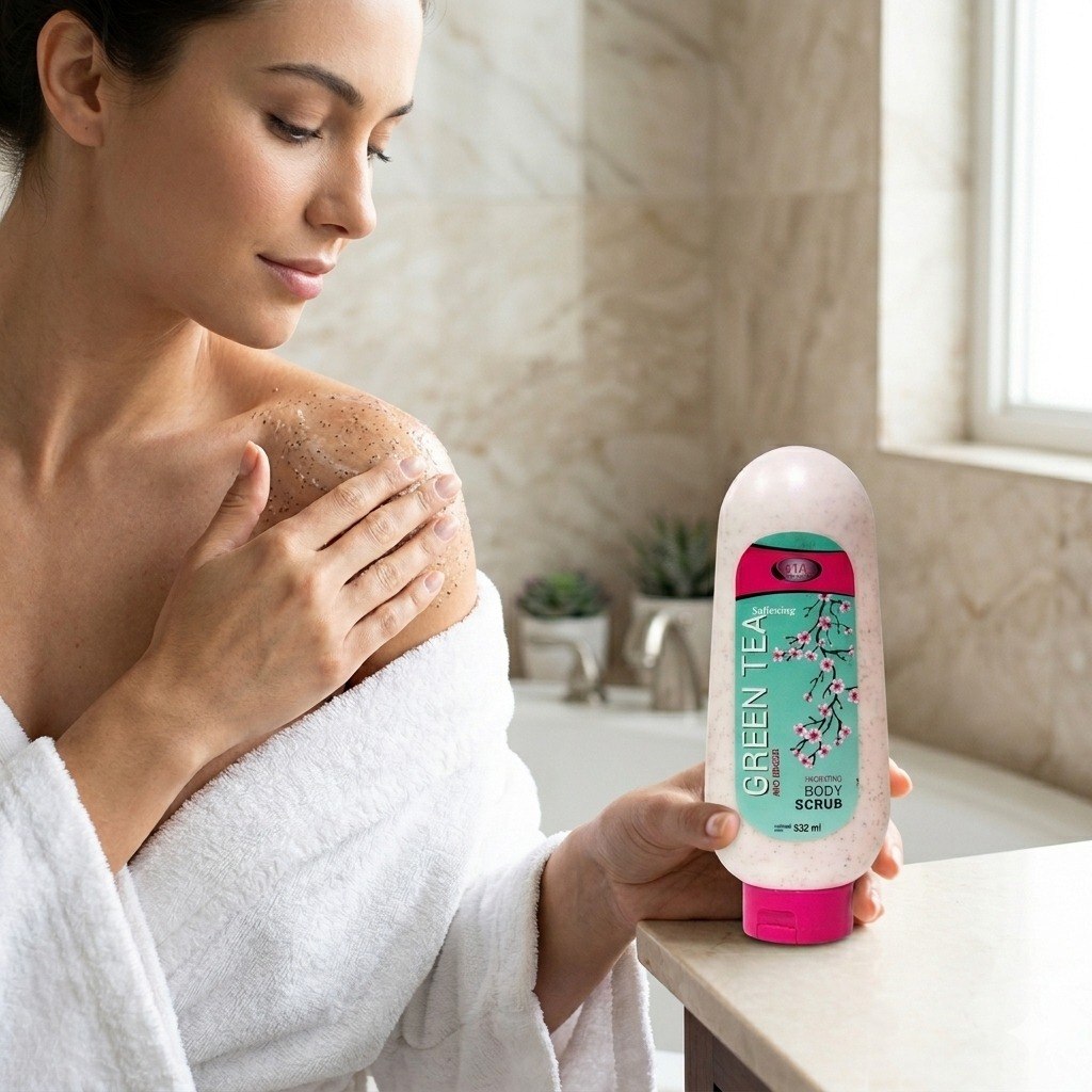 EXFOLIANTE CORPORAL SUAVIZANTE CON EXTRACTO DE TE VERDE JENGIBRE Y PERLAS NATURALES STAY BEAUTIFUL 532ML