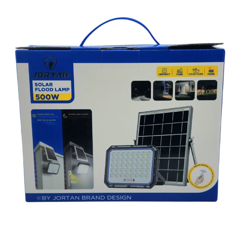 LUZ LED, LAMPARA SOLAR REFLECTOR SOLAR LED DE ALTA POTENCIA CON PANEL SOLAR Y BATERIA PARA ILUMINACION EXTERIOR 500W JORRAN SOLAR FLOOD LAMP