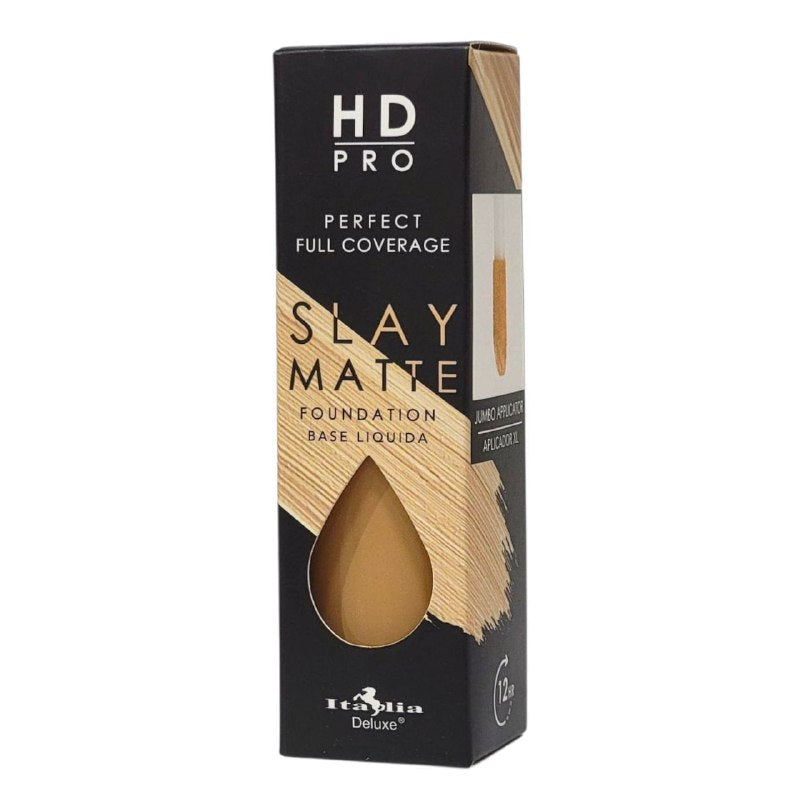 BASE DE MAQUILLAJE LIQUIDA LIVIANA LIBRE DE ACEITE ACABADO MATE TONO 6B CLASSIC TAN ITALIA DELUXE HD PRO PERFECT FULL COVERAGE SLAY MATTE 30ML