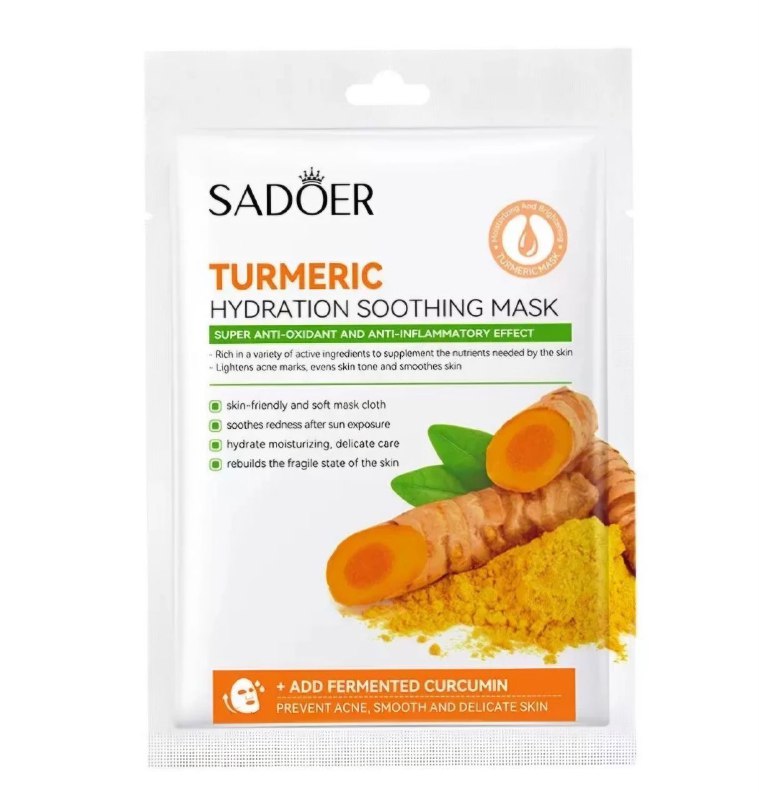 MASCARILLA FACIAL DE TELA CALMANTE E HIDRATANTE DE CURCUMA SADOER 25G