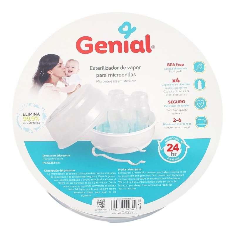 RECIPIENTE ESTERILIZADOR DE VAPOR PARA BIBERON PEPES Y METERLO AL MICROHONDAS GENIAL 17X29X25.5CM