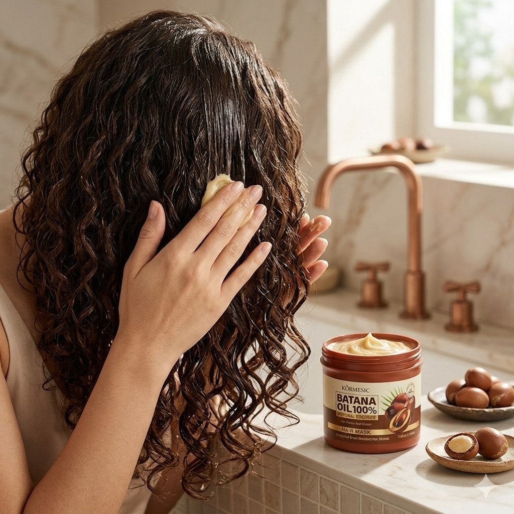 CREMA TRATAMIENDO PARA CABELLO CON ACEITE DE BATANA TEXTURA MÁS SEDOSA, FORTALECIDA