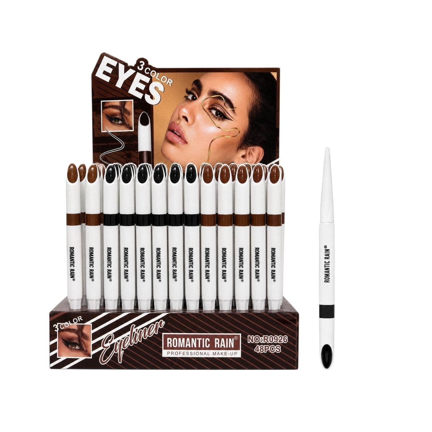 DELINEADOR DE OJOS EN LAPIZ RESISTENTE AL AGUA Y DURADERO 3 COLORES ROMANTIC RAIN PROFESSIONAL MAKEUP