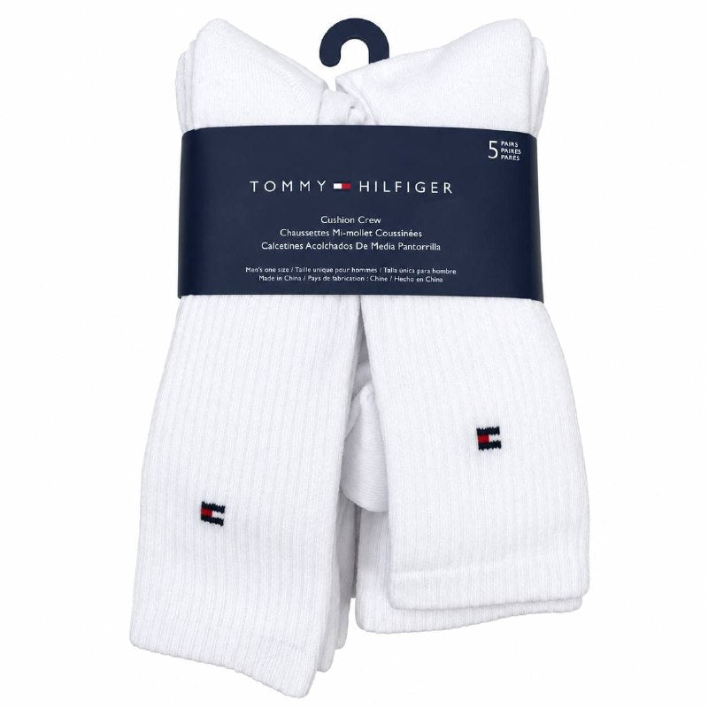 CALCETA MEDIA PANTORRILLA ACOLCHADA TOMMY HILFIGER ORIGINAL PARA HOMBRE 5 PARES TALLA ÚNICA