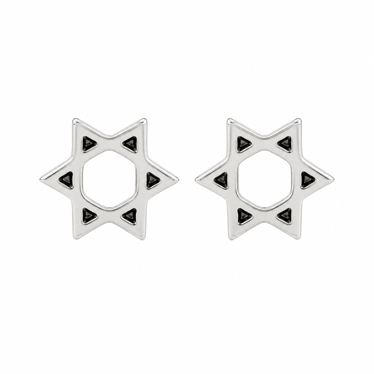 ARITOS DE ENCHAPE PARA DAMA CON DISENO DE ESTRELLA DE DAVID CALADA 0.3CM