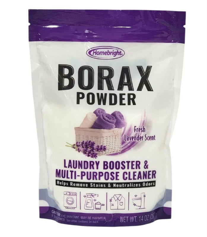 POLVO DE BORAX MULTIUSO DE LIMPIEZA PROFUNDA Y DESODORIZANTE AROMA FRESCO A LAVANDA HOMEBRIGHT 397G