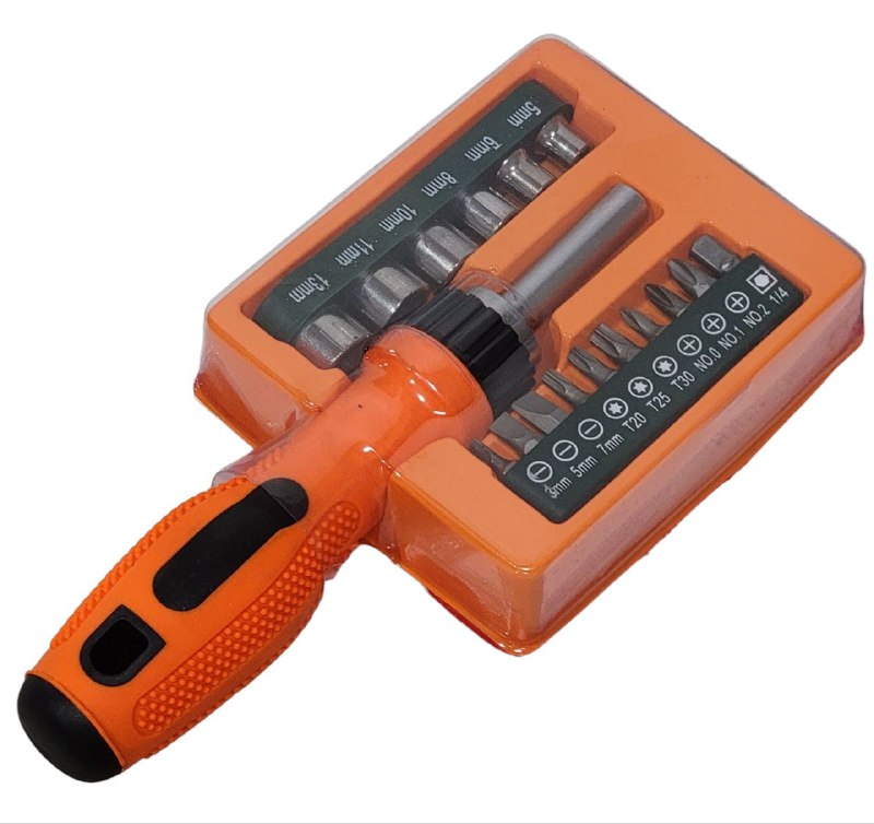 HERRAMIENTA DESTORNILLADOR CON PUNTAS INTERCAMBIABLES, DISEÑO COMPACTO GO TOOLS