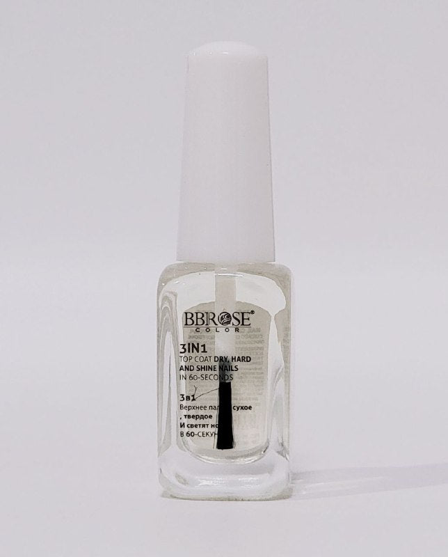 ESMALTE DE UÑAS 3 EN 1, ESMALTE SECO ENDURECIDO Y BRILLANTE EN 60 SEGUNDOS, LARGA DURACION COMPLETA EN LAS UÑAS BBROSE 14ML