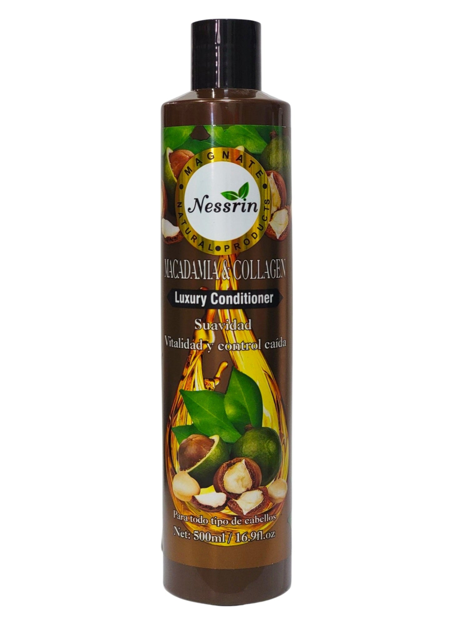ACONDICIONADOR PREMIUM RECONSTRUCTOR ANTICAIDA DE MACADAMIA Y COLAGENO NESSRIN 500ML
