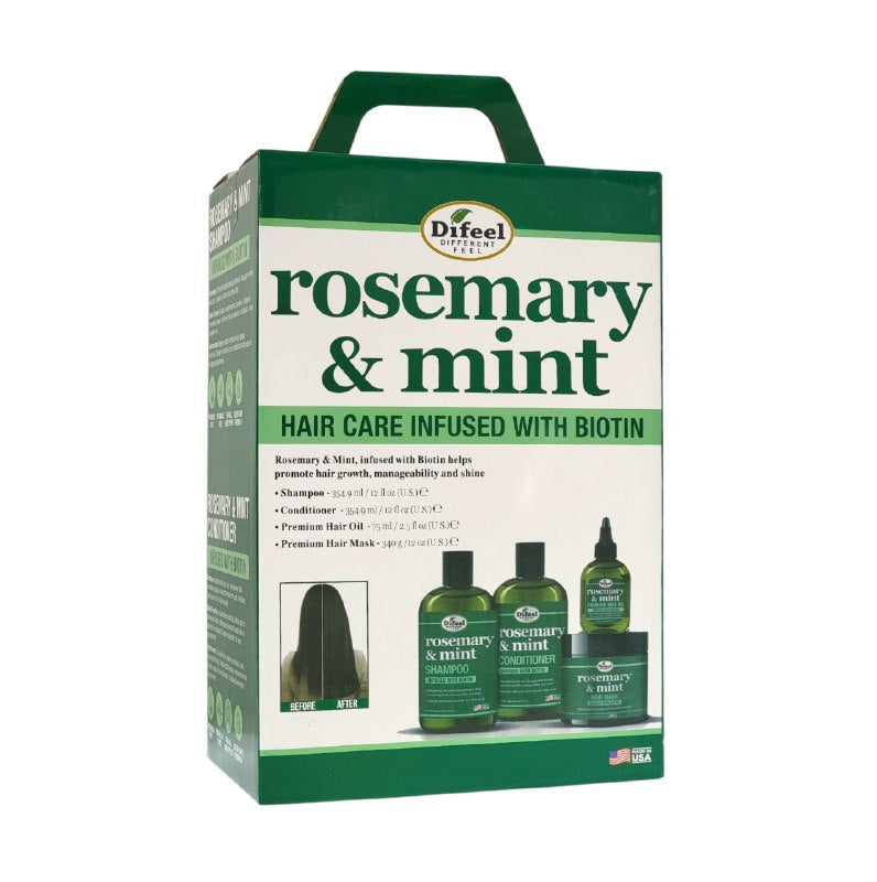 SET DE CUIDADO PARA EL CABELLO DE ROMERO Y MENTA CRECEPELO 4PCS DIFEEL
