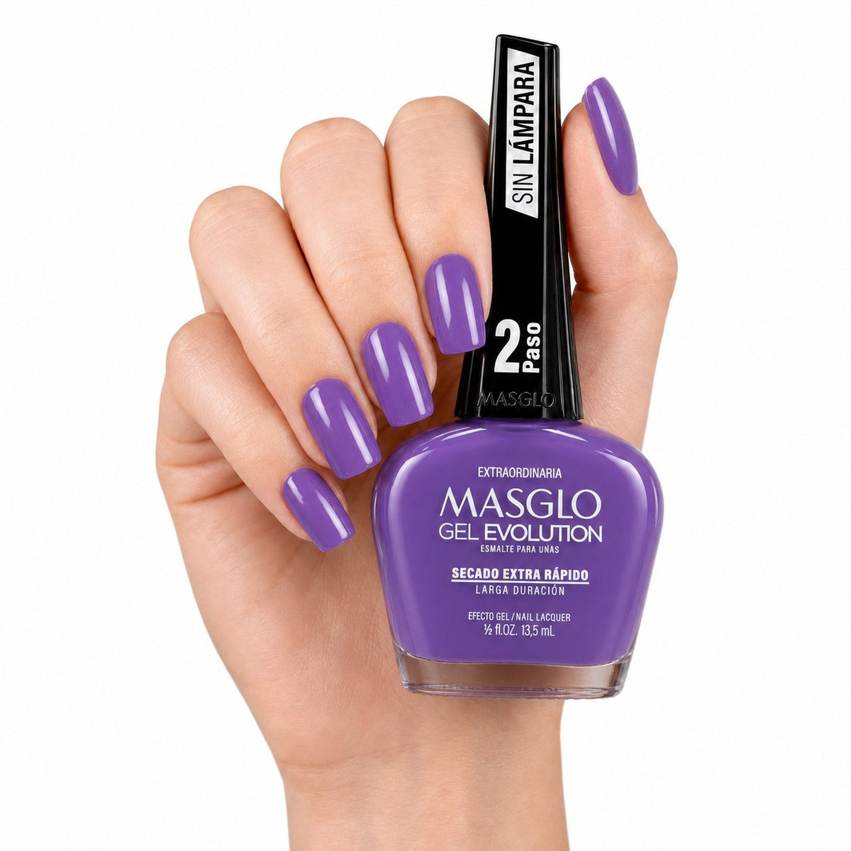 ESMALTE DE UÑAS CON EFECTO GEL DE SECADO EXTRA RÁPIDO MASGLO GEL EVOLUTION PASO 2 "ESTILO EXTRAORDINARIA" 13.5 ML