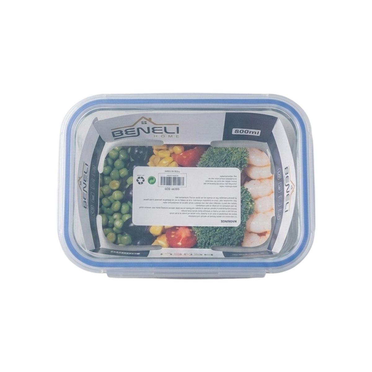 RECIPIENTE DE VIDRIO PARA ALMACENAR Y TRANSPORTAR COMIDAS DE FORMA PRÁCTICA Y SEGURA BENELI HOME 800ML