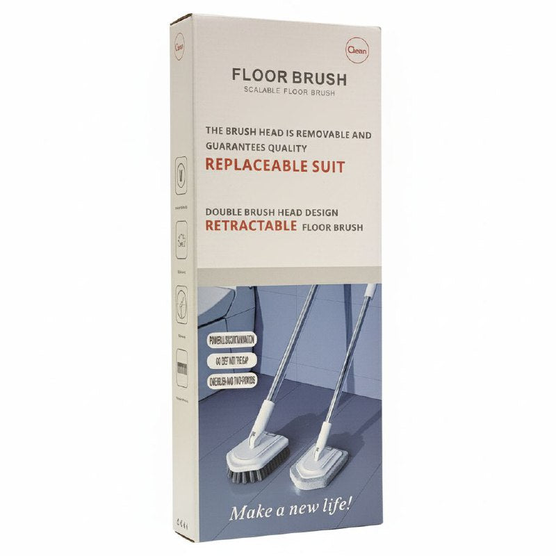 CEPILLO LIMPIADOR PARA PISOS Y BAÑOS DE ACERO INOXIDABLE CON CABEZAL INTERCAMBIABLE CLEAN 91CM