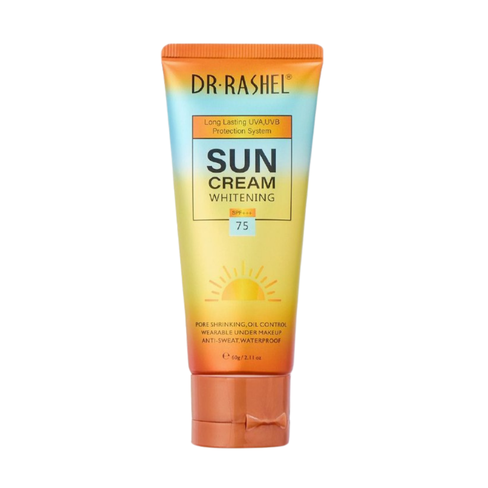 PROTECTOR SOLAR EN CREMA BLANQUEADOR SPF 75 CON NIACINAMIDA VITAMINA B3 Y ACIDO HIALURONICO DR RASHEL 60G