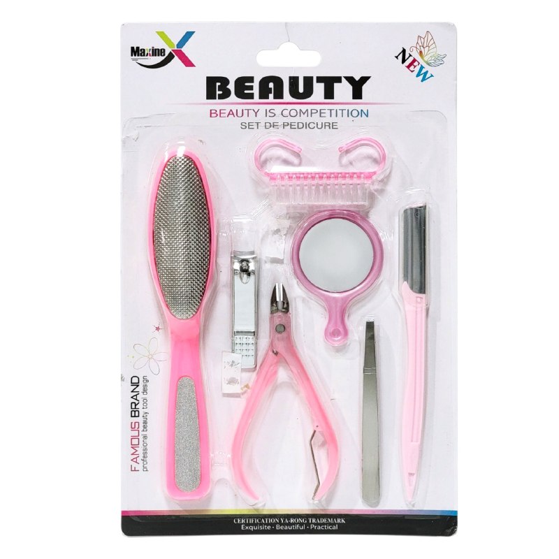SET DE PEDICURA DE 7 PIEZAS QUE ELIMINAN CALLOS, ALISAN LA PIEL Y MANTIENEN TUS UÑAS IMPECABLES MAXINE BEAUTY, 2 COLORES