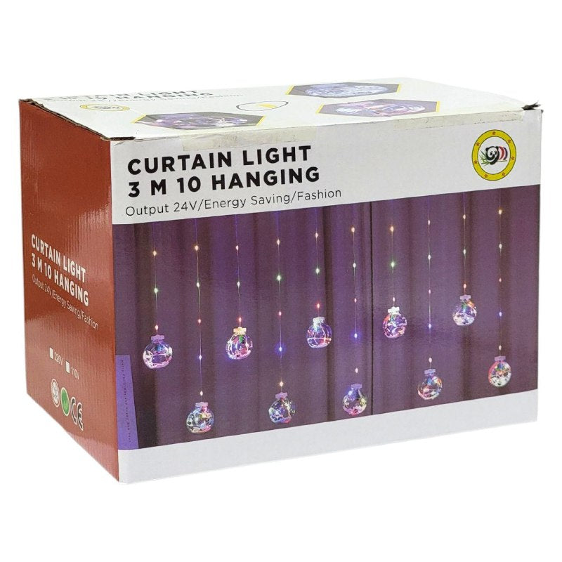 LUCES DECORATIVAS NAVIDEÑAS CORTINA DE LUZ LED DE 10 COLGANTES, PERFECTA PARA INTERIORES Y EXTERIORES, LUZ AMARILLA 23.5X16X16.5CM