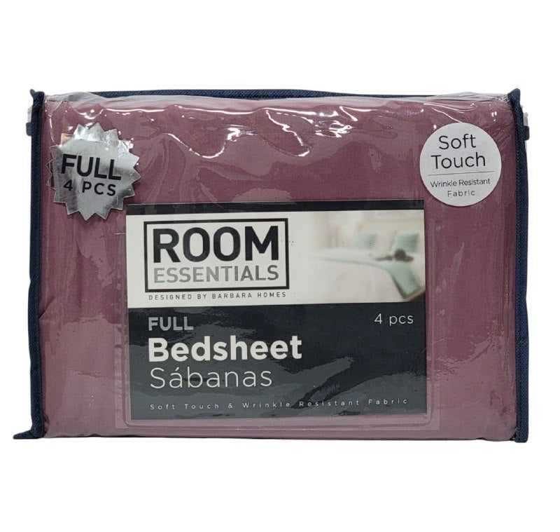 JUEGO DE SABANA CAMERA FULL DE 4 PIEZAS ROOM ESSENTIALS DESIGNED BY BARBARA HOMES 7 COLORES