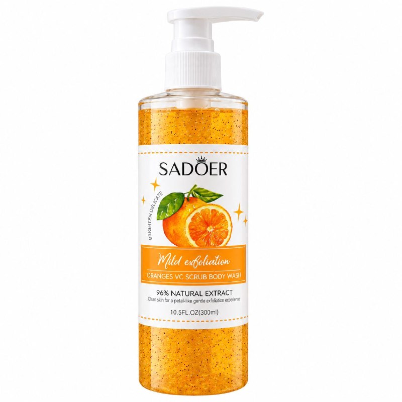 GEL DE DUCHA EXFOLIANTE E ILUMINADOR DE NARANJA CON VITAMINA C SADOER 300ML
