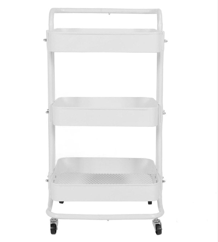 ORGANIZADOR CARRITO ORGANIZADOR DE ALMACENAMIENTO DE METAL DE 3 NIVELES, MULTIUSOS PARA BAÑO, COCINA O DORMITORIO COLOR BLANCO 44.5X33X13CM