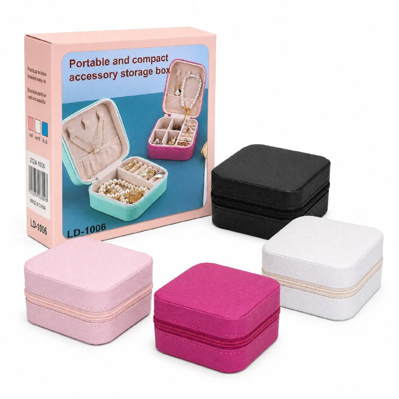 ORGANIZADOR MINI JOYERO DE VARIOS COMPARTIMIENTOS DE TAMAÑO COMPACTO 10.2X10.2CM