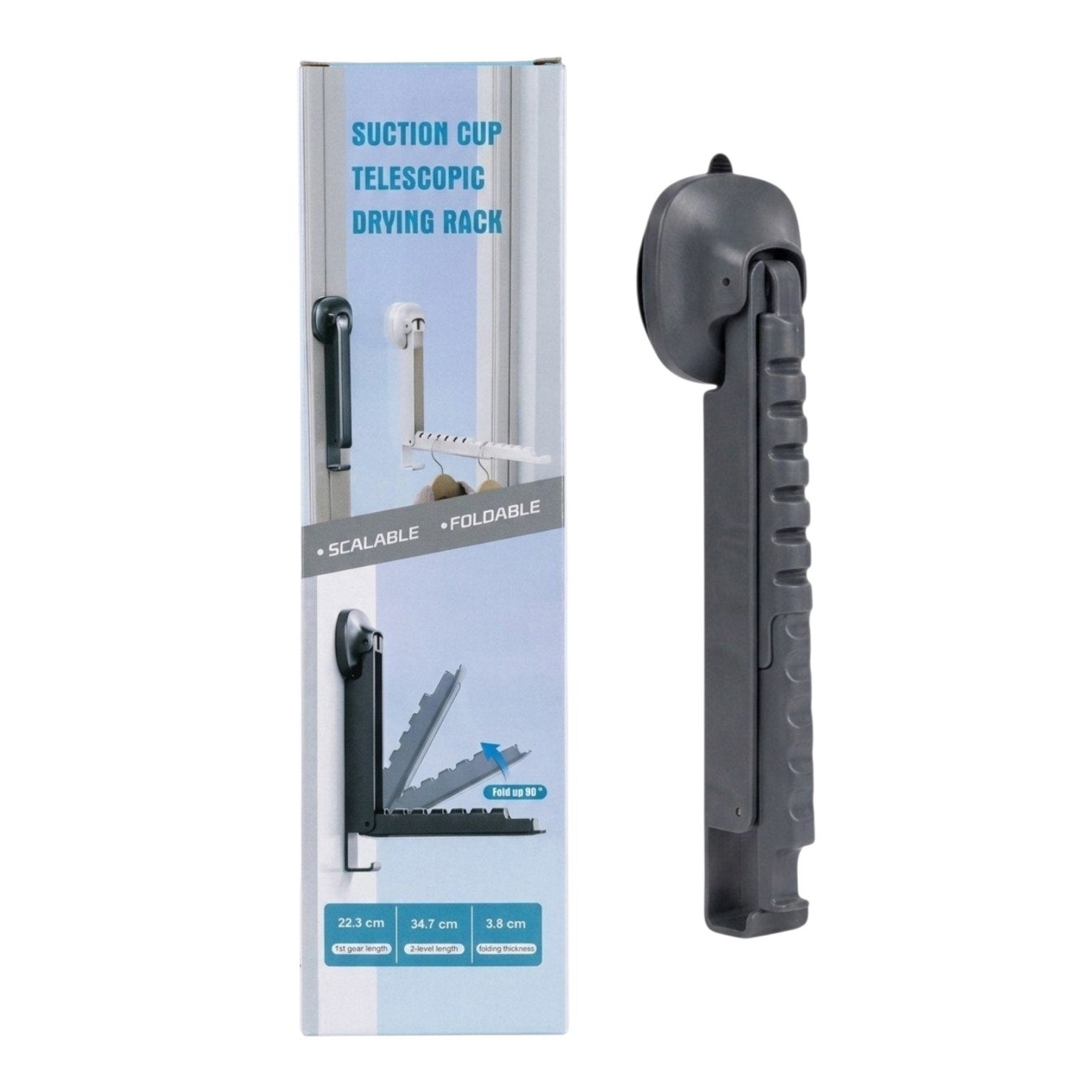 TENDEDERO TELESCÓPICO CON VENTOSAS APROVECHAR MEJOR LOS ESPACIOS Y FACILITAR EL SECADO DE PRENDAS 22.3CM, 34.7CM & 3.8CM