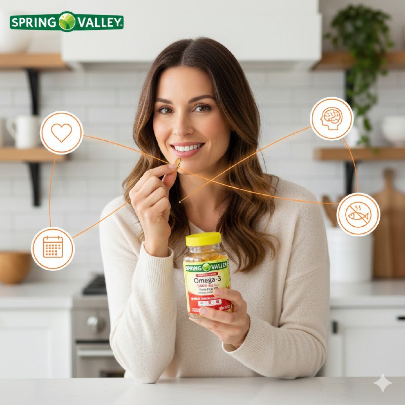 VITAMINAS EN CAPSULAS BLANDAS DE OMEGA 3 PARA SALUD CARDIACA,GENERAL Y CEREBRAL SPRING VALLEY 60UND
