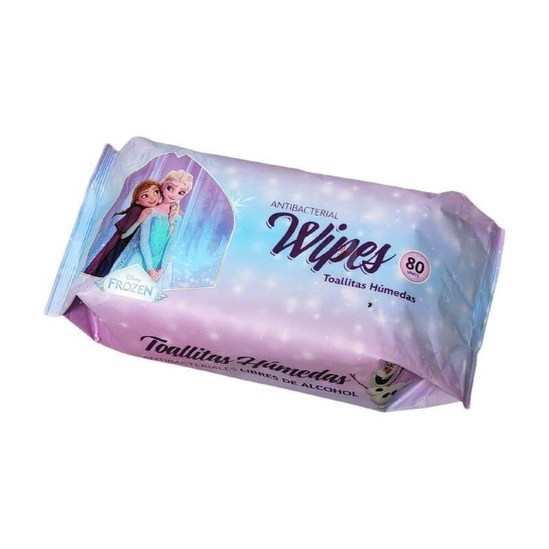TOALLITAS HUMEDAS PARA NIÑAS ANTIBACTERIALES LIBRES DE ALCOHOL SUAVES DE FROZEN 80UND