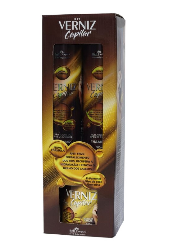 SET DE CUIDADO PARA EL CABELLO CON QUERATINA DE ACEITE DE COCO D-PANTENOL 4PCS BELL CORPUS COSMETICS BARNIZ
