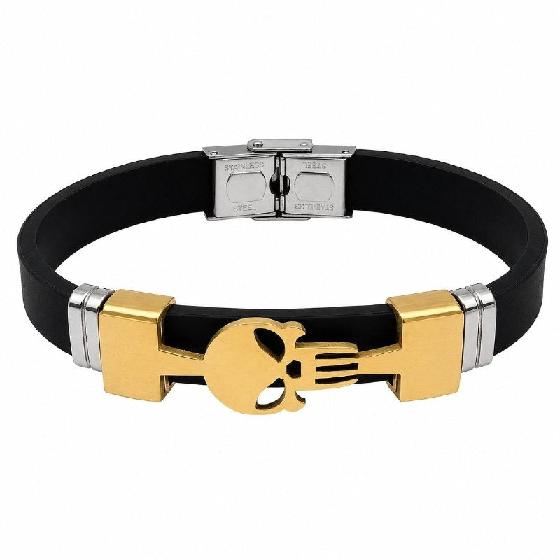 PULSERA DE ENCHAPE PARA CABALLERO, DISEÑO CALABERA 21CM