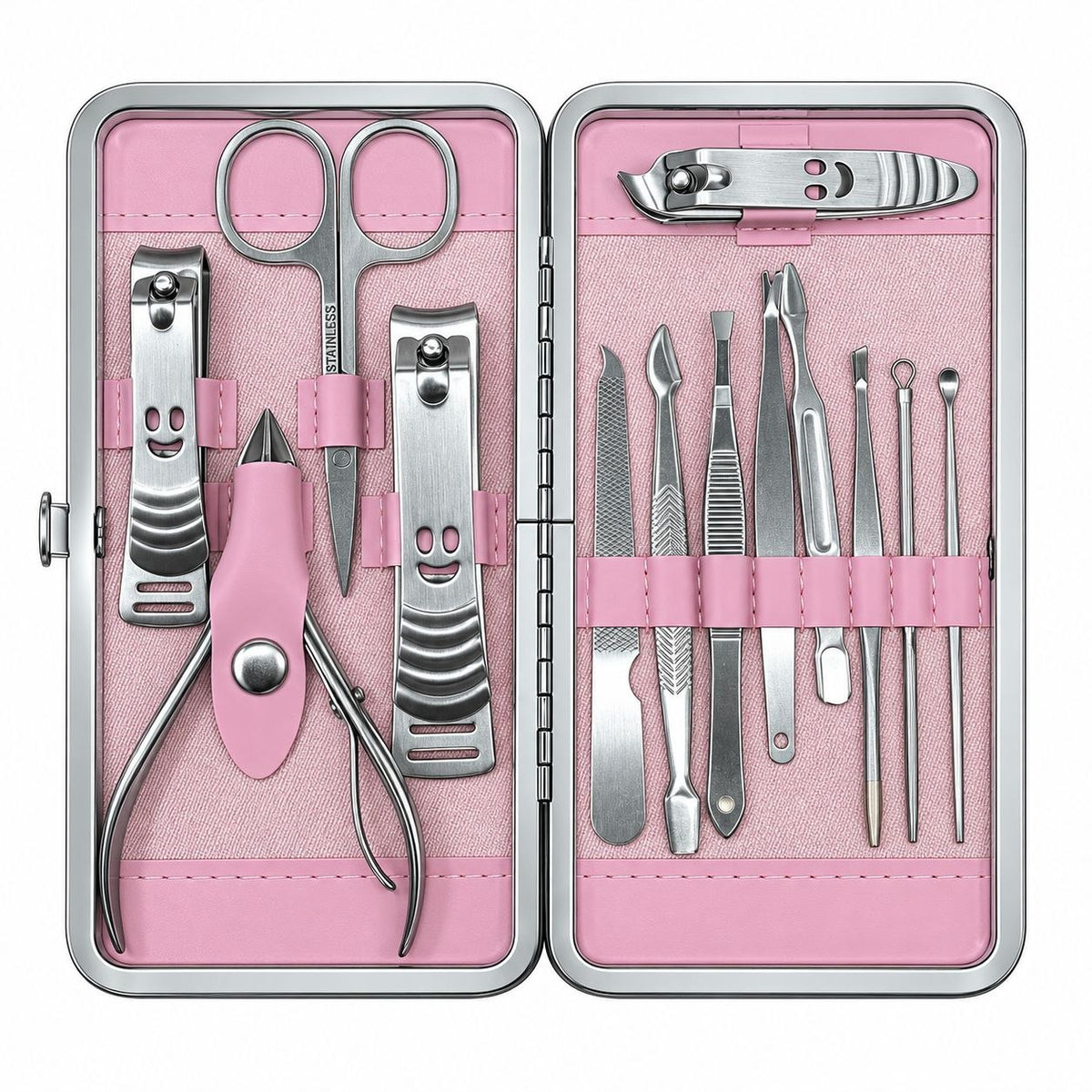 SET DE 12 PIEZAS DE MANICURA Y PEDICURA EN ESTUCHE PORTÁTIL