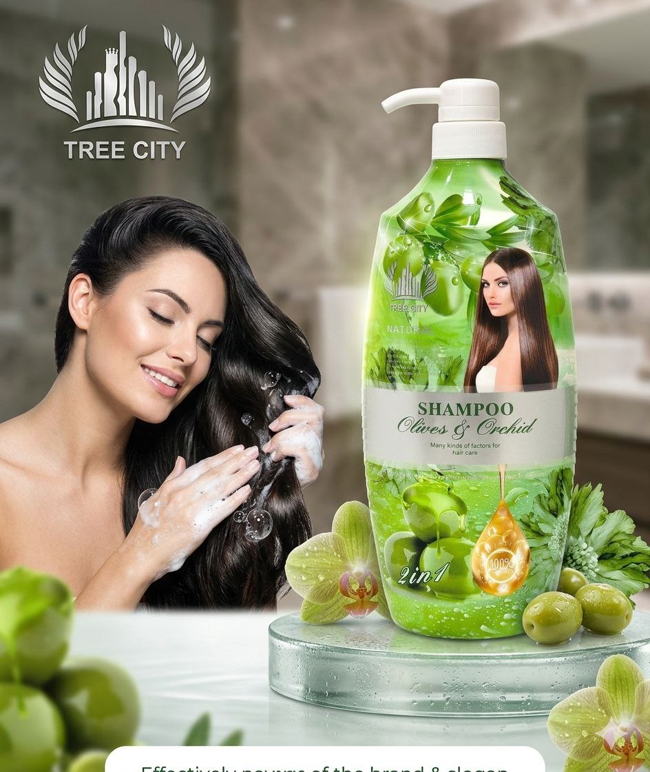 SHAMPOO DE OLIVA Y ORQUIDEA CABELLO SUAVE E HIDRATADO TREE CITY 1L