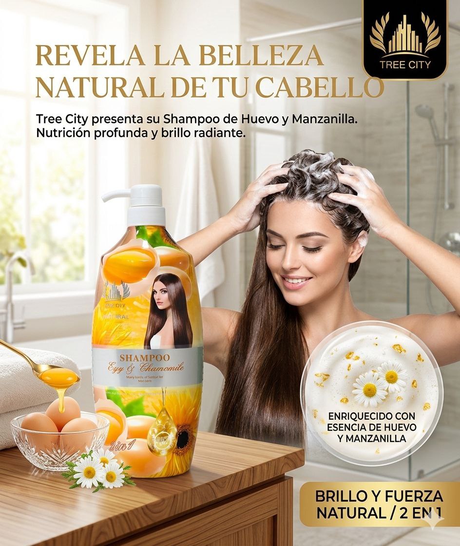 SHAMPOO CON EXTRACTO DE HUEVO Y MANZANILLA TREE CITY 1L