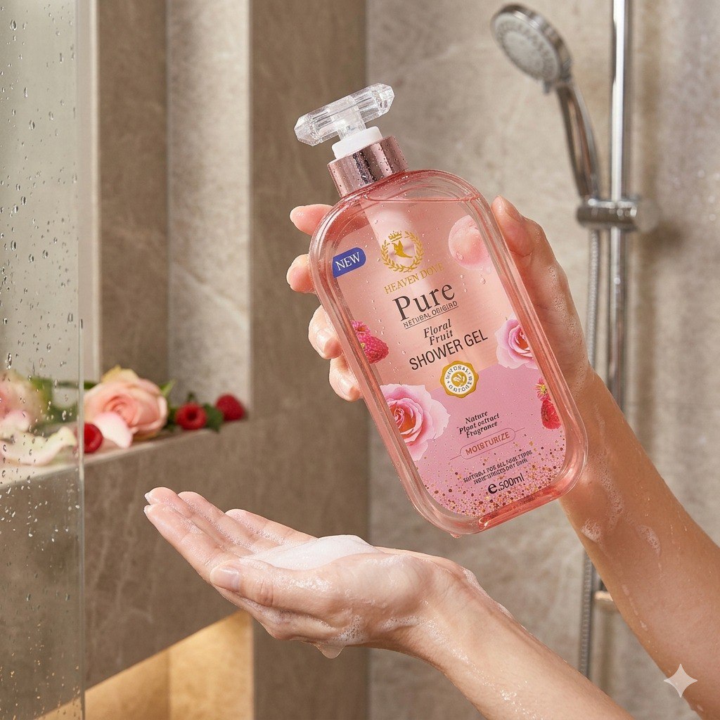 GEL DE DUCHA HUMECTANTE Y TONIFICANTE CON EXTRACTO DE ROSAS FRUTAS ROJAS Y DURAZNO HEAVEN DOVE 500ML