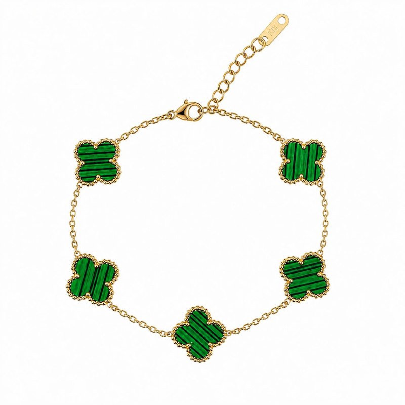 PULSERA DE ENCHAPE PARA DAMA CON DISEÑO DE FLOR 19CM (DUPE DE VANCLEEF)