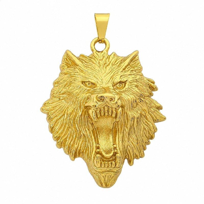 DIJE DE ENCHAPE PARA CADENA CON DISEÑO DE LOBO 5.1CM