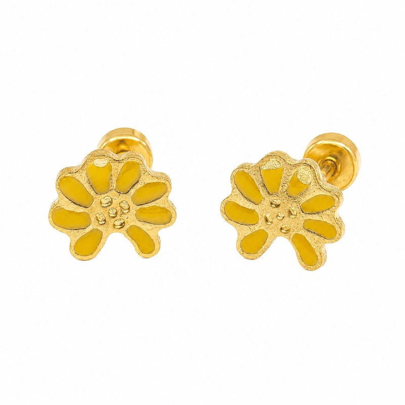 ARITOS DE ENCHAPE PARA DAMA CON DISEÑO DE FLOR