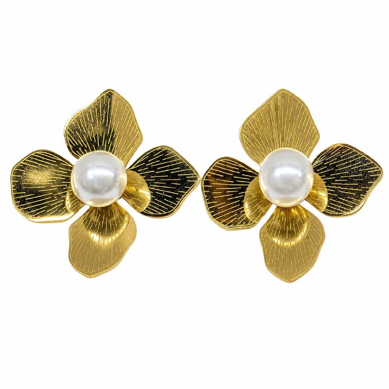 ARITOS DE ENCHAPE PARA DAMA CON DISEÑO DE FLOR 4CM