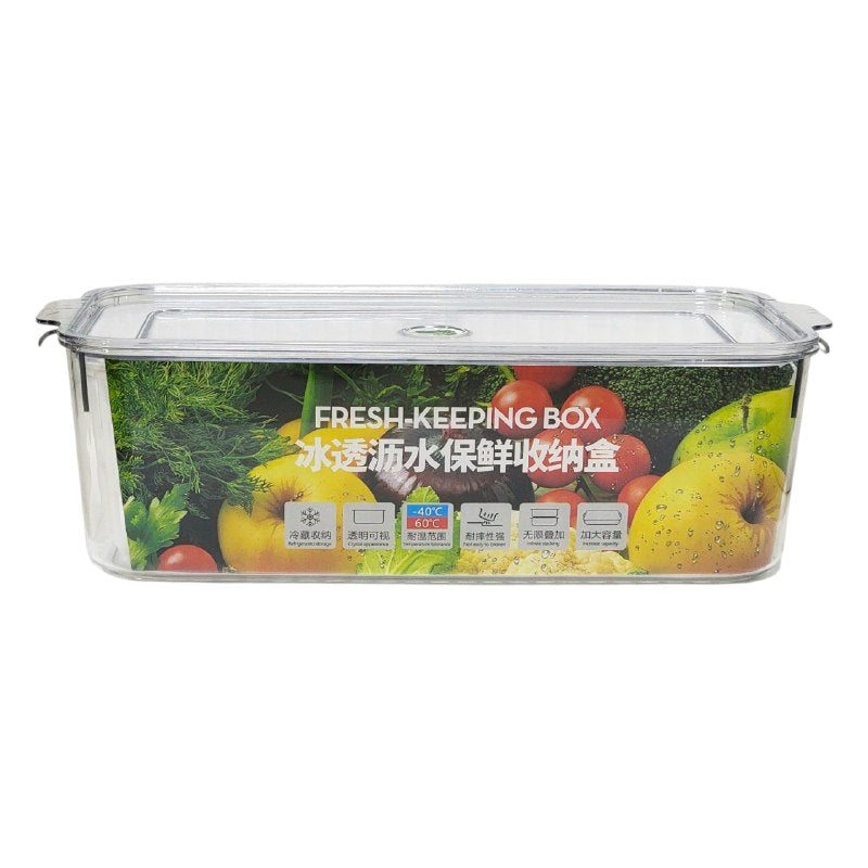 ORGANIZADOR RECIPIENTE ALMACENADOR ACRILICO DE ALIMENTOS QUE MANTIENE FRESCAS LAS FRUTAS Y VERDURAS 3200ML DRAIN CRISPER 10X16X31CM