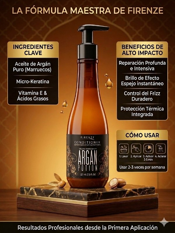 ACONDICIONADOR RESTAURADOR DE HUMEDAD DE ACEITE DE ARGAN CONCENTRADO FIRENZE 221ML