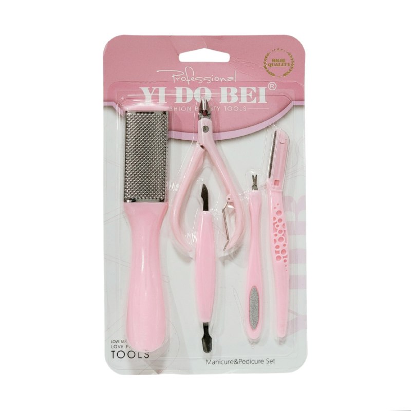 SET DE PEDICURA Y MANICURA PROFESIONAL DE 5 PIEZA, ELIMINAN DUREZAS Y PIEL MUERTA Y SUAVIZAN LA PIEL YI DO BEI