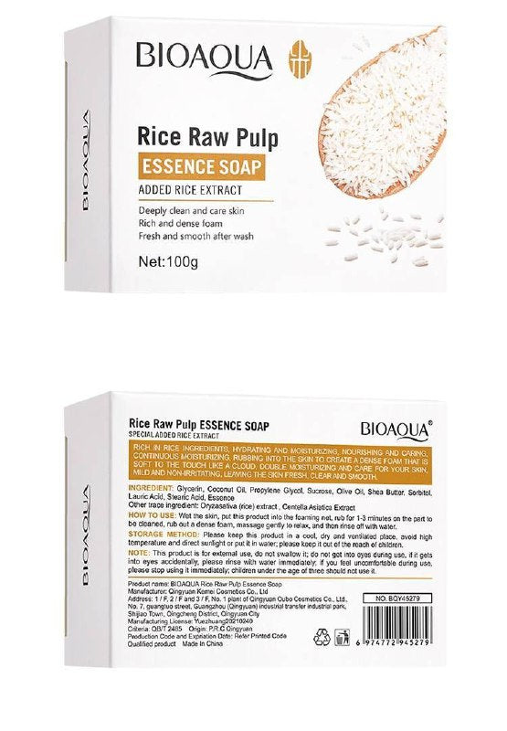 JABON FACIAL EN BARRA DE ESENCIA DE PULPA CRUDA DE ARROZ BIOAQUA 100G