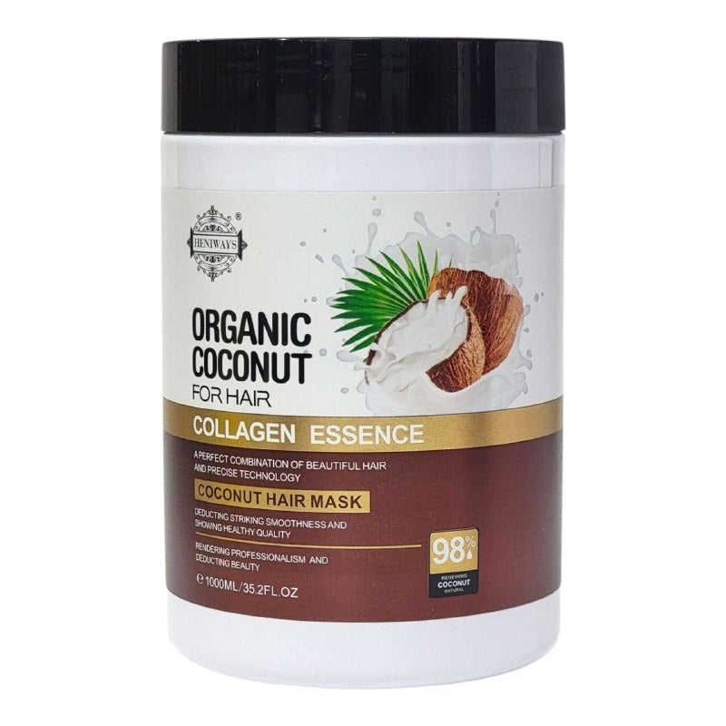 MASCARILLA PARA EL CABELLO CON ESENCIA DE COLAGENO Y COCO APORTA SUAVIDAD NATURAL, NUTRITIVA Y HIDRATANTE HENIWAYS 1000ML