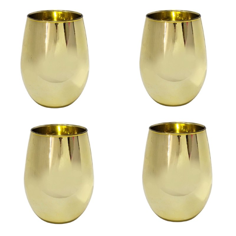 SET DE VASOS DE VIDRIO TIPO COPAS DORADAS ELEGANTES DE 550ML
