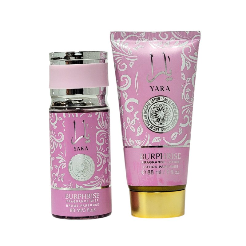 SET YARA BURPHRISE SPLASH 88ML, BODY LOTION 88ML (M) (AROMA SIMILAR LATTAFA YARA)