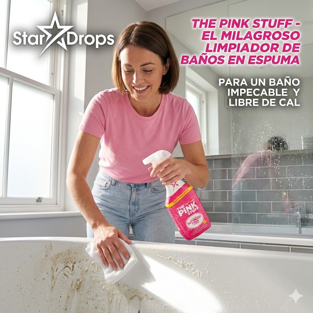 LIMPIADOR PARA BAÑO DE ESPUMA ANTIGOTEO MILAGROSO THE PINK STUFF STAR DROPS 850ML