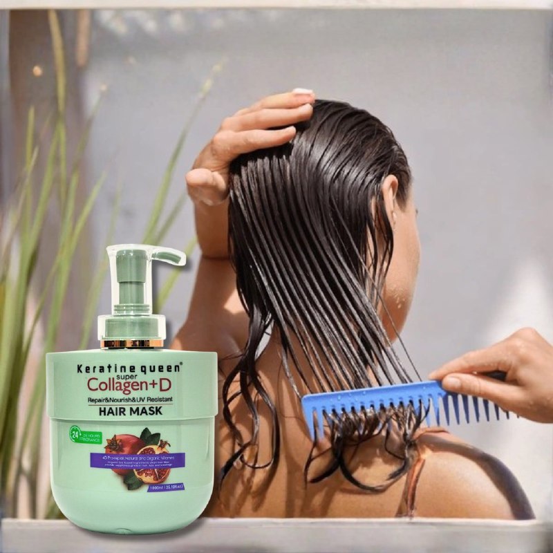MASCARILLA PARA EL CABELLO DE COLAGENO Y GRANADA ROJA HIDRATANTE KERATINE QUEEN 1000ML