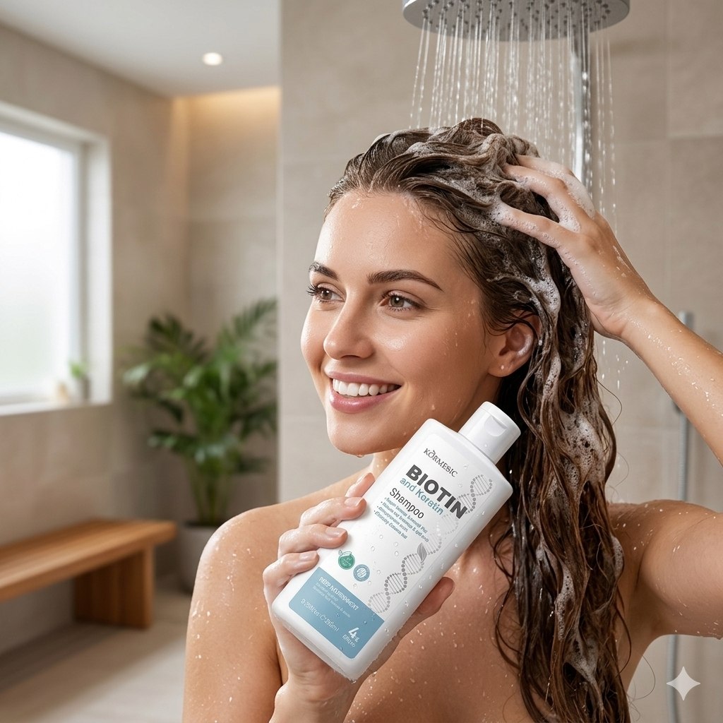 SHAMPOO DE BIOTINA Y QUERATINA DE NUTRICION PROFUNDA KORMESIC 265ML