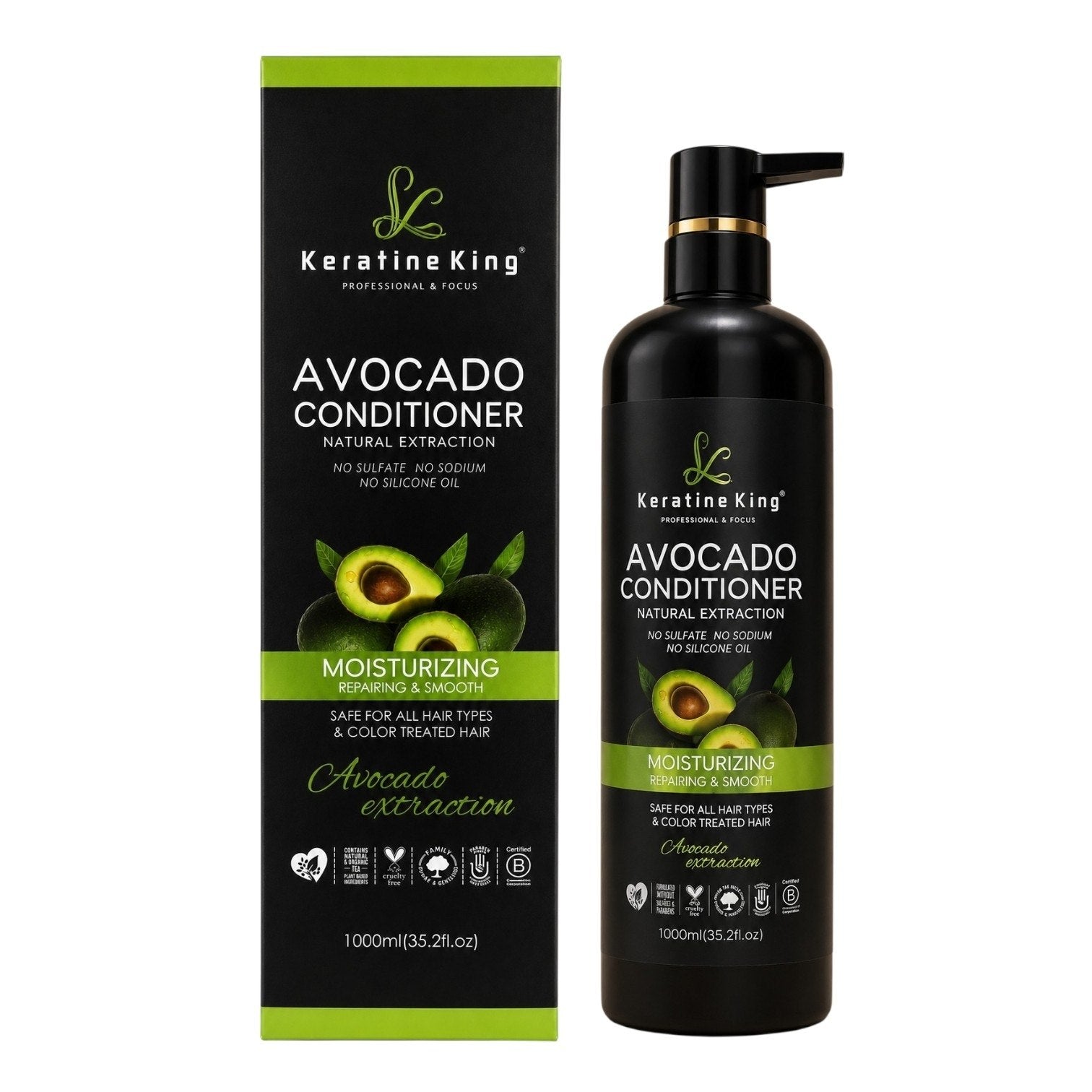 ACONDICIONADOR DE AGUACATE SUAVIZANTE Y NUTRITIVO KERATINE KING 1000ML