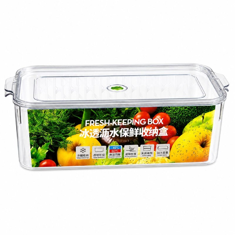 CONTENEDOR ORGANIZADOR ACRILICO DE ALIMENTOS DRAIN CRISPER 3200ML 10X16X31CM